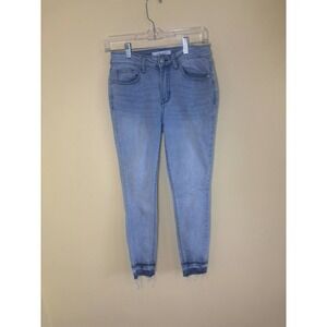 Judy‎ Blue Skinny Jeans Frayed Hem Light Wash Denim Comfort Stretch Size 3/26